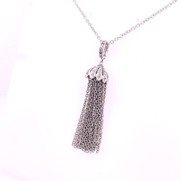 Diamond Tassel Pendant Chain Necklace 18k Gold 0.15 TCW Certified $3,950 111311 - Picture 7 of 10